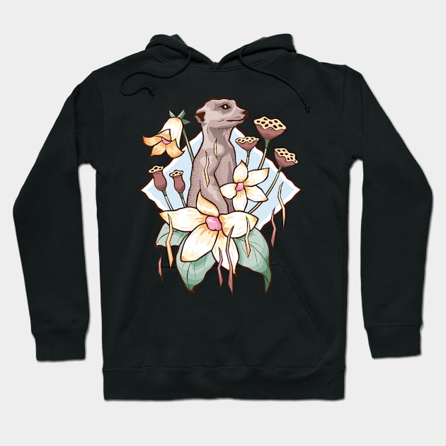 Meerkat in the Meadow - African Animal Floral Design Hoodie by bangtees